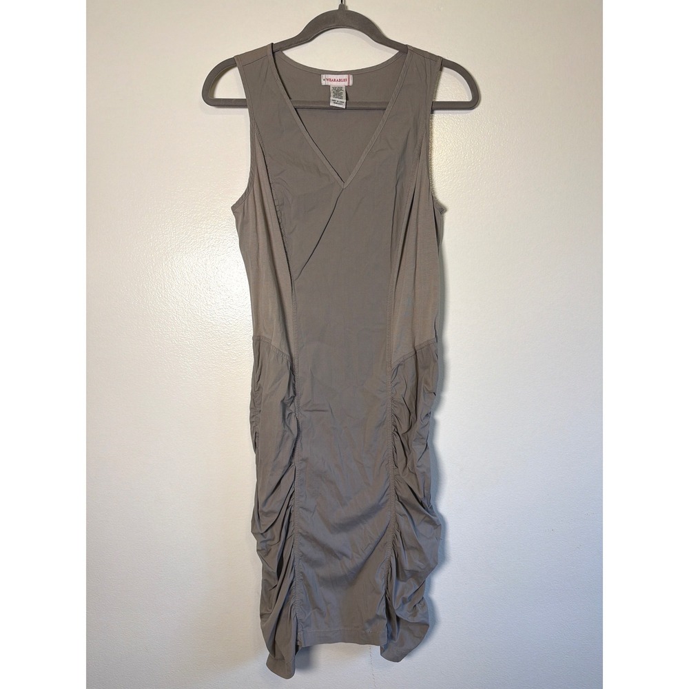 XCVI Wearables Raymond Sleeveless Moto Gray Ruched V-Neck Tank Dress Medium